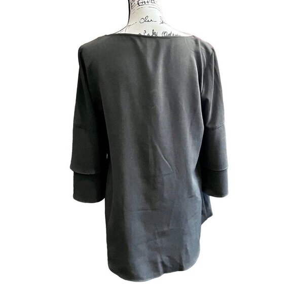 ALYX Women's Size MD Black Layered Blouse Tunic w/ 3/4 Bell Sleeve Stretch - Picture 4 of 4